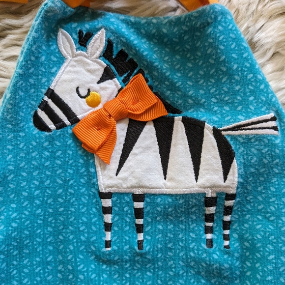 RicRac Ruffle Blue Zebra Bubble Onesie - Picture 5 of 5